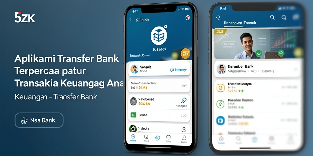 Tampilan antarmuka utama aplikasi 5ZK untuk Transfer Bank yang modern dan user-friendly.