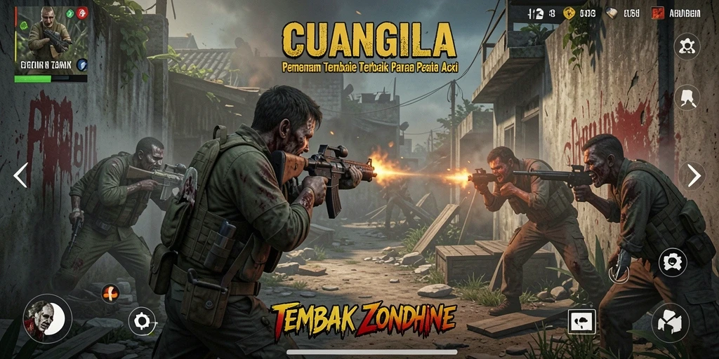 Tampilan antarmuka CUANGILA saat bertarung melawan zombie.