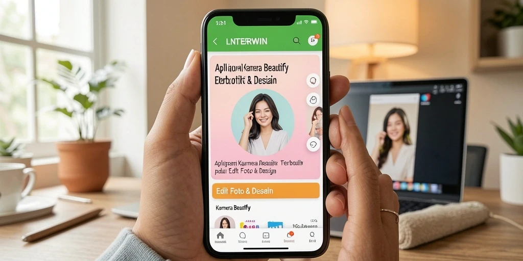 Antarmuka LNTERWIN yang menarik dengan fitur Kamera Beautify yang intuitif.