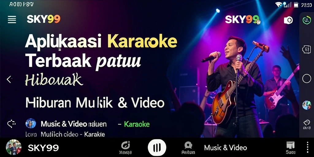 Antarmuka aplikasi SKY99 yang memudahkan pengguna untuk bernyanyi.