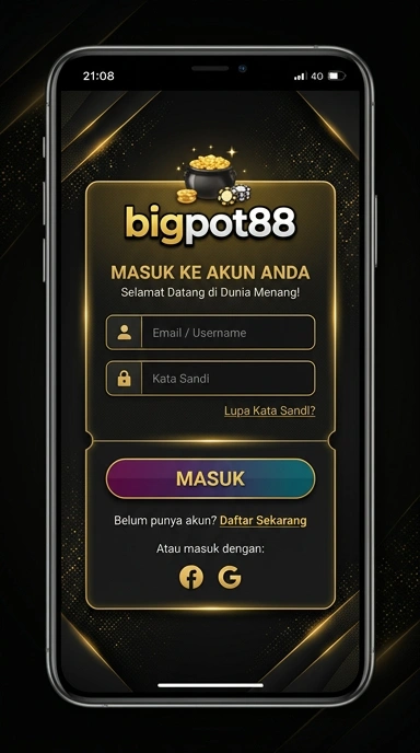 Tampilan halaman login bigpot88